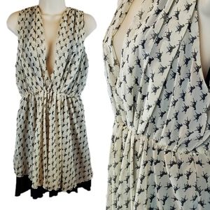 Simone D Western Running Horses Deep V Neck Mini Cocktail Dress Size S Womens